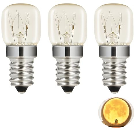 3 Stück Backofenlampe E14 25W, T22 Ofenlampes E14 Glühbirne Backofen SES Ofenlampe Warmweiss 2700K Ofenlampe mit T22 Kapsel für Backofen Grillöfen Salzlampe Mikrowelle Nähmaschine Kühlschränke