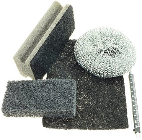 Rotix 2 x Grill Cleaning Set 4-Part Sponge Fleece and Inox Spiral
