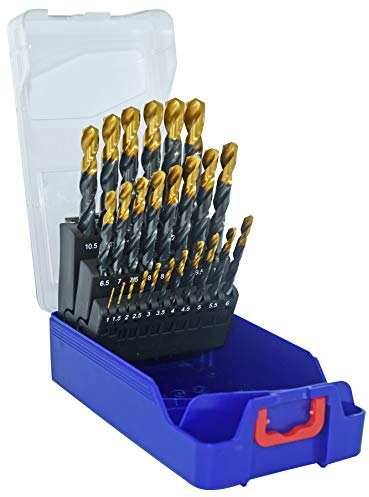 TIVOLY - Set Hochleistungsbohrer für Metalle - Zum Bohren in Metalle, Kupfer, Aluminium, Gusseisen, Edelstahl - 25 HSS-Bohrer Ø 1 bis 13 mm