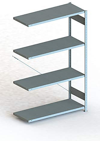 Meta Anbauregal - Zum Ausbau eines Lagerregales - 4 Böden - Farbe Silber - 200 x 130 cm - 50 cm tief