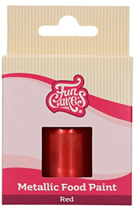 FunCakes Metallic Food Paint, Colorant Alimentaire, Red, 30 ml | Colorant Alimentaire Comestible, Crée des Effets Métalliques sur Fondant, Massepain, Glaçage Royal et Biscuits