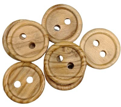 BOTIBOTON - Botones de Madera de Olivo - 2 agujeros - Pequeños para bebe, camisa y grandes para abrigo - Decorativos para costura - Fabricado y enviado desde ESPAÑA - (10 mm)