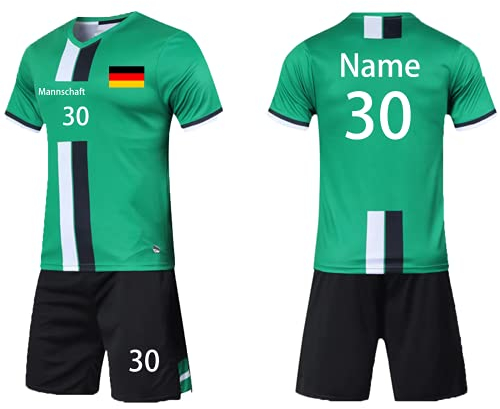 Fußball Trikot Kinder Erwachsene Benutzerdefinierte Fussball Trikot T-Shirt Shorts 2 teiliges Set - Benutzerdefiniert Beliebiger Name Nummer Team Logo Trikot Personalisiert