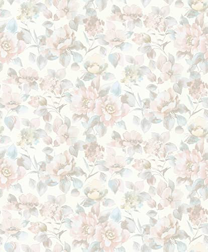 Erismann 10250-05 Papier peint intissé Motif fleurs Blanc/rose/bleu