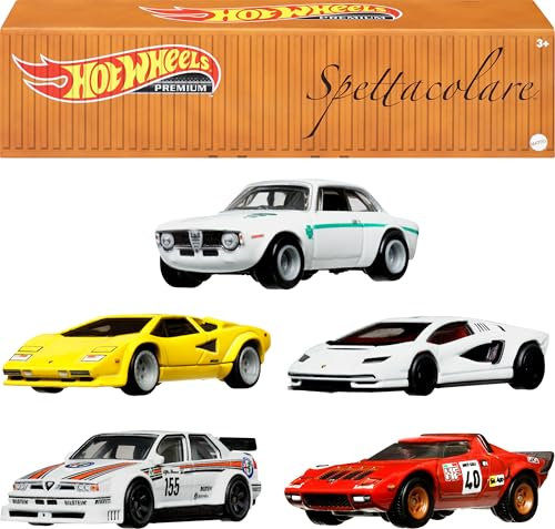 Hot Wheels Premium Car Culture Set of 5 Toy Cars in Collectible Container, Che Figata Die-Cast 1:64 Scale 5-Pack