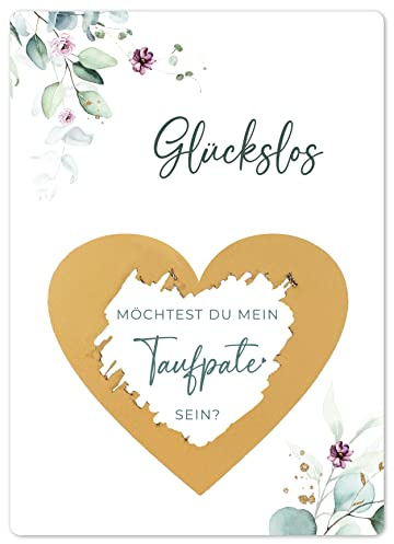 Joli Coon Rubbelkarte Taufpate fragen, Willst du mein Taufpate sein | 350g Designerpapier, fühlbare UV-Lack-Veredelung, Premium-Papeterie