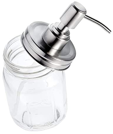 Angoily Stainless Steel Dispenser Pump Lid for Glass Soap Jar, Bathroom Lotion Pump Dispenser Cover, Silver Home Life Bathroom Accessories