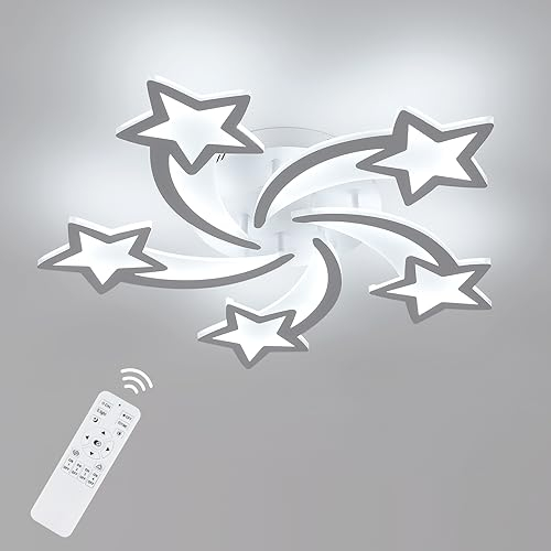 Goeco Lámpara LED de Techo Regulable, 50W 6200LM Plafon LED Techo Blanco con Mando a Distancia/APP para Salón Habitación Infantil, 3000K-6500K, Dia 65cm