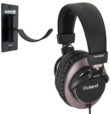 Roland Auriculares de estudio cerrados RH-300 + soporte de pared para auriculares keepdrum