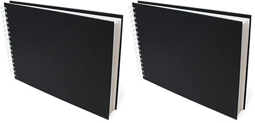 Artway Studio - Skizzenbuch mit Spiralbindung - säurefreies Zeichenpapier - Hardcover - 48 Blatt mit 170 g/m² - A4 Querformat (Packung mit 2)
