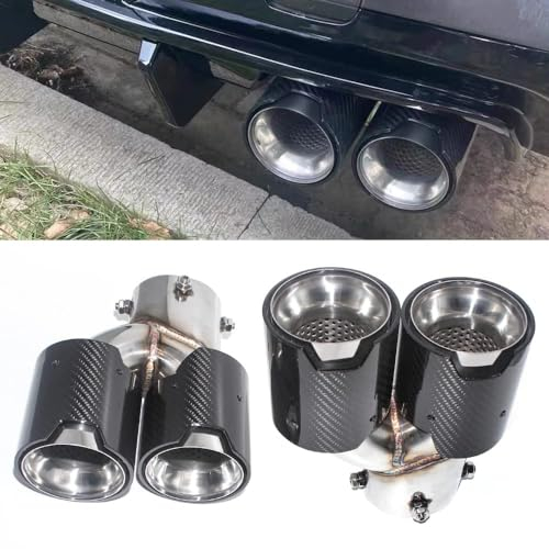 HIPATU 2 Stück Edelstahl Auto Auspuffblende für BMW G20 G21 M340i MPE 2019 2020, Auto Schalldämpfer Endrohrblenden Auspuffblenden Auspuff Blende Auto Auspuffrohr Ersatz Zubehör,B/Silver