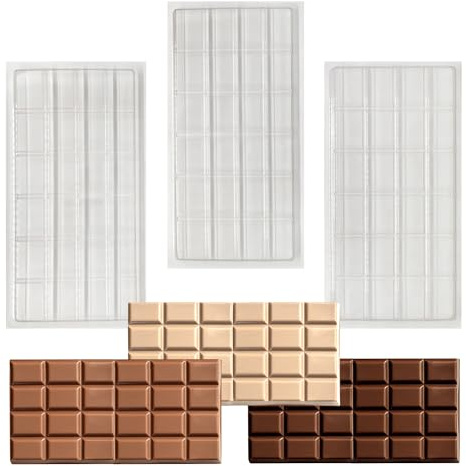 Plain Chocolate Bar Moulds - 36g, 50g, 55g, 100g, 125g, 300g - Small to Large snap bar (100g - 3 x Moulds)
