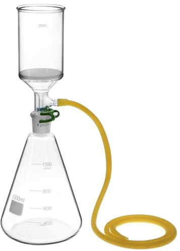 QWORK Buchner, kit di filtraggio a imbuto, vetro borosilicato, imbuto da 250 ml e flacone filtro da 1000 ml, giunto 24/29 per ricerca di laboratorio, applicazioni chimiche, impianti di filtrazione