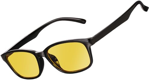 genkigold Blaulichtblockierende Brille für Frauen und Männer,Lindert Digitale Augenbelastung,Trockene Augen,Verschwommene Sicht,Inklusive Etui,Gesundes Geschenk - Glänzende Schwarz-Gelbe Gläser