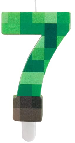 Geburtstagskerzen Zahlen 7,Pixel Geburtstagskerzen Kerze,Grün Kerzen Geburtstag,Tortendeko Geburtstag, Cartoon Gaming Themen für Mädchen Jungen Kinder Geburtstagskerzen Torteparty Deko