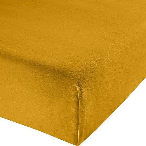 Erwin Müller Bettlaken, Überschlaglaken Erlangen Fein-Biber Gold Größe 150x250 cm - warm und kuschelig, temperaturausgleichend, bügelfrei - auch als leichte Sommerdecke