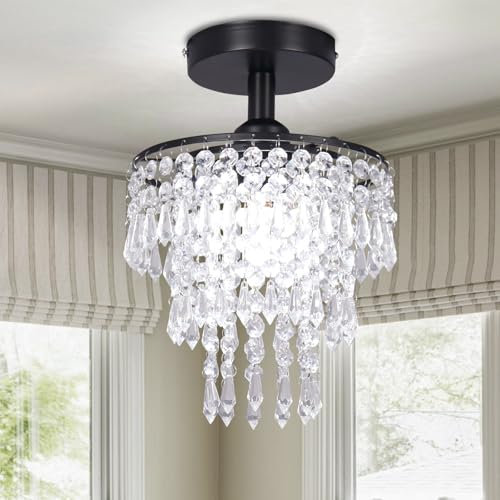 FRIXCHUR Mini Dimensioni Lampadario Di Cristallo Moderno Incasso Lampada Da Soffitto A 3 Livelli Gocce Di Pioggia Pendente Di Cristallo Decorazione Per Camera Da Letto Corridoio Soggiorno
