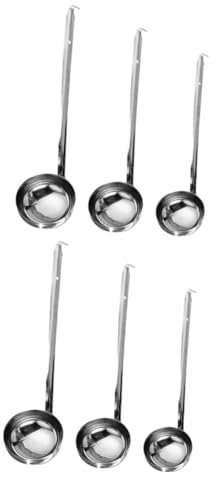6 Piezas cuchara de acero inoxidable cucharada de wok mango sopera caldo cucharón sopa s soperas medidora de onzas de onza de acero inoxidable Silver PRETYZOOM