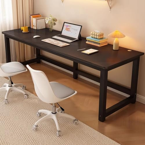 HOLGVE Kleiner Büro-Computertisch, Quadratischer Konferenztisch, Schwarzer Metallrahmen, Seminar-Schulungstisch Aus Holz, for Besprechungstische Auf Kleinem Raum(Nero,59x23.6in/150x60cm)