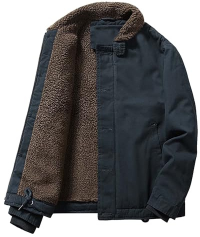 Cocila Deals Lamb's Wool Short Jacket Men's Winter Thickened Collar Padded Workwear Pilot Jacket Cotton Clothing Lambswool Cotton Jacket Senior Jacket Fishing Hoodies Men Sale Clearance