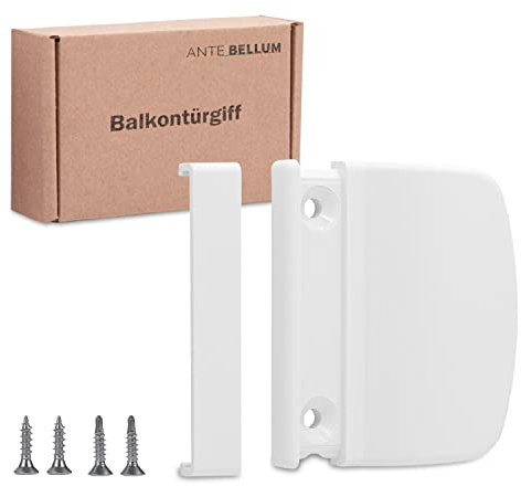 Ante bellum Tirador de puerta de balcón – Tirador de plástico versátil para puertas de balcón, terraza y mosquitera, incluye tornillos, fácil montaje sin taladrar, aspecto atemporal en color blanco