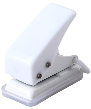 Perforadora Metálica de Agujeros - Capacidad para 40 Hojas, Perforadora Portátil de 1 Agujero para Papel, Álbumes de Recortes y Manualidades, Ideal para Oficina y Hogar, Color Blanco
