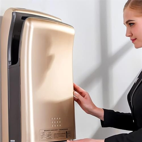 DFGHNBVC Asciugamani Elettrico a Getto， ??Asciugamani Automatico a induzione da 1800 W con Luce LED a Doppio Lato ad Alta velocità， asciuga Mani Verticale a filtrazione，,Glod