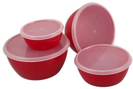 FUNNETOYU 4 Stück Frischeschüssel Salatschüssel Große Schüssel Mit Deckel Rührschüssel Rosa Ineinander Stapelbare Rührschüsseln Kleine Rührschüsseln Frischhaltebehälter Mit Deckel