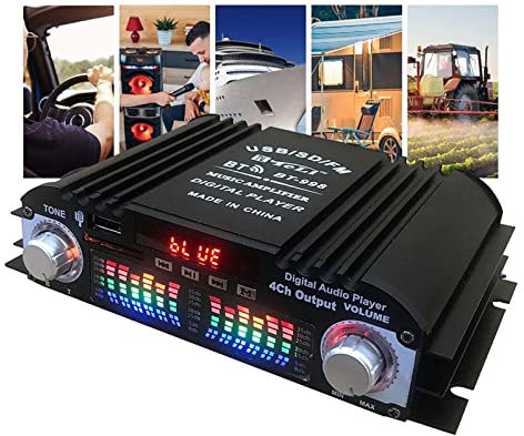 Amplificador Coche, Amplificador de Potencia de 4 Canales de 12V CC, Amplificador de Coche, de, Caja de estéreo, 4 Canales de Voz, Reproductor de de Disco FM U