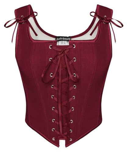 SCARLET DARKNESS Korsett Renässans Kvinna Fyrkantig Halsband Band Medeltida Vintage