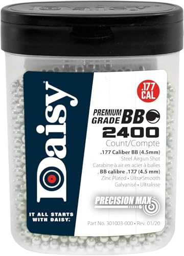 Bolas de Acero Daisy 4.5 mm - 2400 balines | Balines de Acero Galvanizado para Aire Comprimido, Gamo, Airsoft y Tiro Deportivo