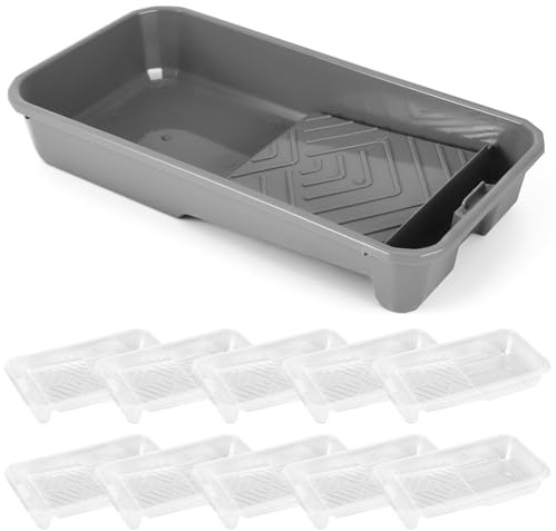 Paint Tray Liner 4 inch with 10Pcs Disposable Paint Tray for Small Roller, Mini Paint Tray Liner Set for Easily Switching Paint Colors, Paint Roller Tray for Painters