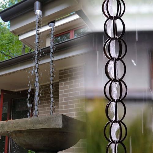 yurstcggh Cadena de Lluvia,Cadena De Guía Lluvia Canalón,colector de Lluvia Decorativo, Repuesto para canalones, Drenaje de Aleros,para el Hogar, Balcón, Patio, Función de Drenaje 1m(3ft)