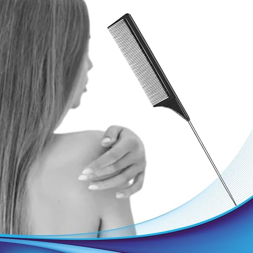 Pettine a coda di Topo, a denti stretti per Uomo o Donna antistatico e resistente al calore. Pettini per parrucchieri, saloni o casa. Codino lungo in Acciaio Inox