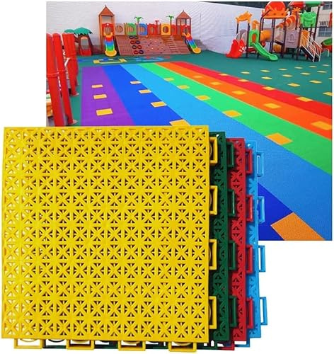CWCQGH Dalles de Sol modulaires emboîtables de 25 cm pour Terrain de Basket-Ball, Aire de Jeux, terrasse de Piscine, Patio, Garage pour Animaux, Drainage, Tapis,Blue-10PCS