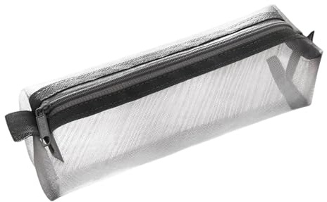 IOHJSA 1 Pièce Trousse à Crayons Transparente, Petites Trousses Esthétiques en Nylon avec Fermeture Éclair, Trousse à Crayons D'examen Transparente en Maille pour Voyage, Maison (Gris)