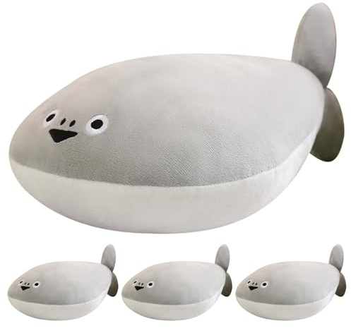 Monetais 4Pcs Sacabambaspis Cute Soft 15.7 Sacabambaspis Plush and 3 3.9 Squeak Pendants Kawaii Fish Toys for Girls and Boys
