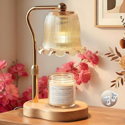 Lámpara calentadora de velas con regulador, calentador de cera para velas en tarro, lámpara de vela sin llama con temporizador, incluye 2 bombillas, calentador de velas regalos para mamá y mujer