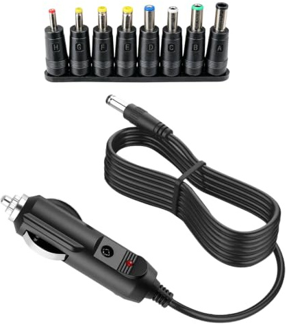 Enchufe Mechero 12v, Cargador Conector Mechero Coche Cable | Alimentación Universal,Adaptador Alimentación DC 5,5 x 2,1mm con 8 Conectores para Reproductor de DVD, GPS, TV, Cámara