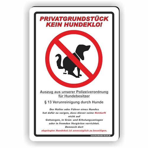 Privatgrundstück - Kein Hundeklo Schild/Kein Hundekot/T-002 (20x30cm Schild)