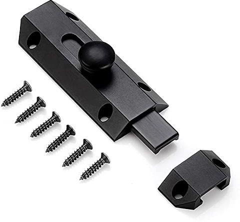 Reccisokz Türriegel aus reinem Messing, robust, Sicherheitsverschluss, Schwarz, 1 Stück