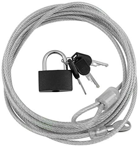 PaulStore Long 3M Steel Security Vinyl Coated Cable & Padlock Bike/Car/Trailer/Secure Lock