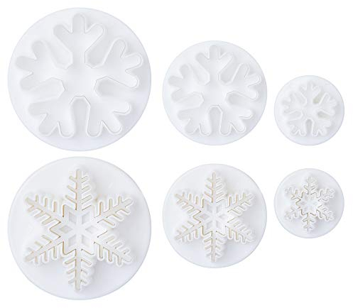 LIHAO 6pcs Emporte Pieces Patisserie Noel Flocon de Neige pour Décoration Anniversaire Gâteaux Biscuit Fondant Pâte à Sucre