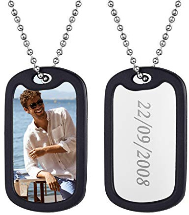 U7 Foto Kette für Männer Frauen personalisiert Erkennungsmarke/Herz/Runde Anhänger Halskette mit Namen Texte Gravur Schmuck 925 Silber/18k vergoldet/Edelstahl einzigartiges Souvenir Geschenk