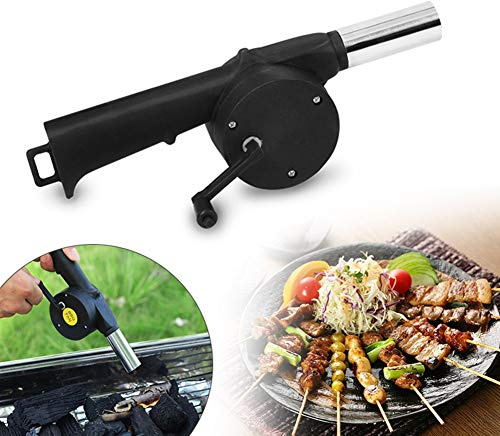 Ventilateur à air pour barbecue - Portable - Manuel - Manivelle - Soufflet à manivelle - Pour barbecue, camping, pique-nique - Noir