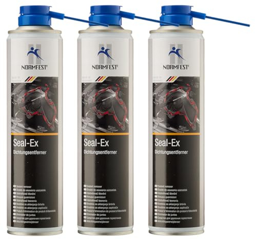 Normfest Seal Ex – Kraftvoller Dichtungsentferner und Gelreiniger für gehärtete Dichtmassen, Klebstoffreste und Lackanhaftungen, haftstark und materialschonend, 3X 400ml