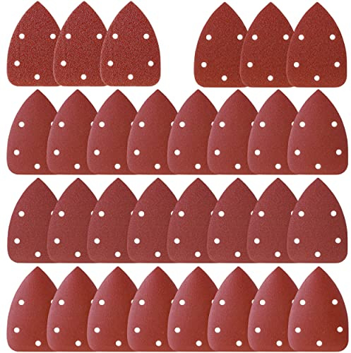 Bates Choice - Mouse Detail Sander Sandpaper, 30 Sheets, Assorted Grits (40/80/120/180/240), Aluminum Oxide, Velcro Backing, Compatible with Mouse Sander, Palm Sander, Ideal for Wood, Metal, Plastic