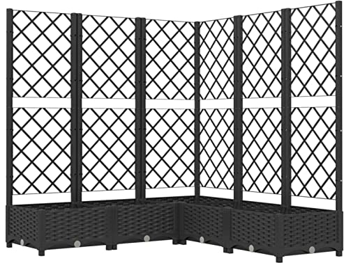 Tidyard Pflanzkübel Pflanzgefäß Pflanzkasten mit Spalier Übertopf Pflanzenbeet Gemüsebeet Gartenspalier Frühbeet Garten-Hochbeet Blumenkübel Blumenkästen Gartenbeet 120 x 120 x 121,5 cm (L x B x H)