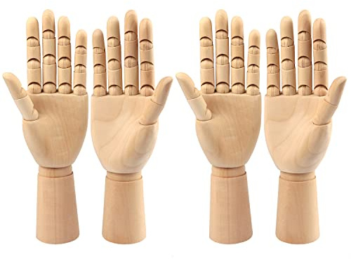 Holz-Handmodell, 4 Stück, 25,4 cm, linke und rechte Hand, Kunstpuppe für Handschmuck, Dekoration, Skizzieren, von GNIEMCKIN..