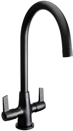 Bristan Echo Kitchen Tap, Black, EC SNK EF BLK | Modern Design, Swivel spout, Top fix EasyFit installation, Dual lever operation, Kitchen mixer tap, Lifetime Cover